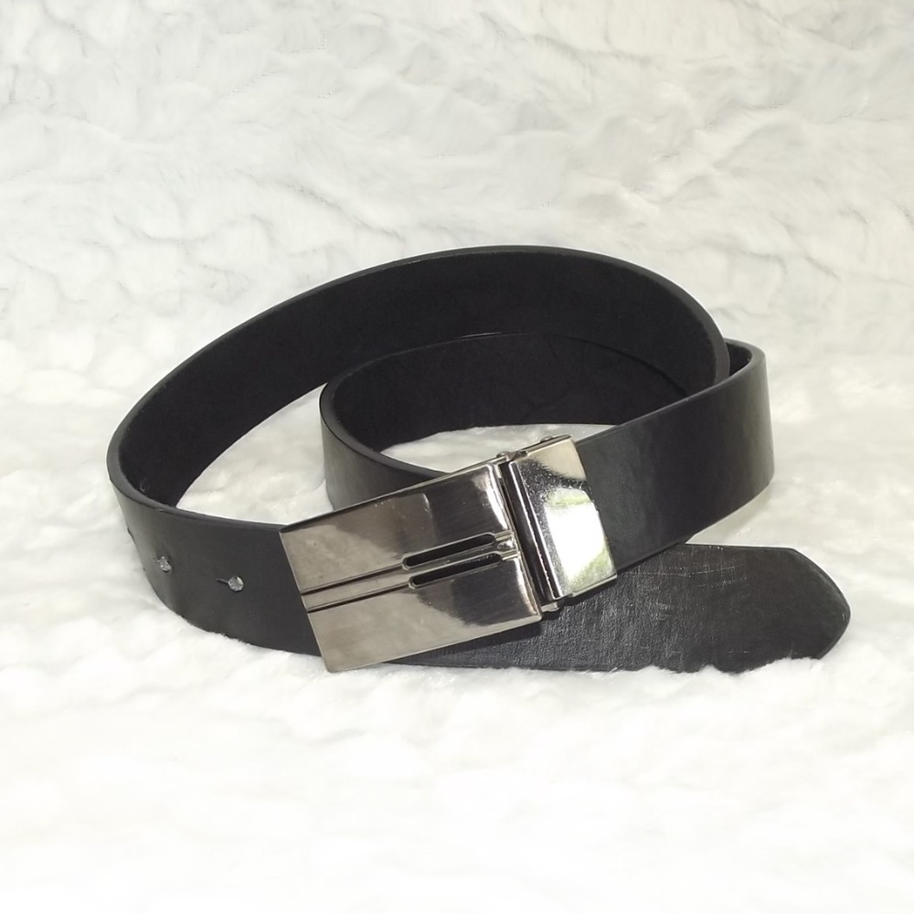 🍃Men's Black Leather Belt Adjustable 38" - Picture 2 of 6